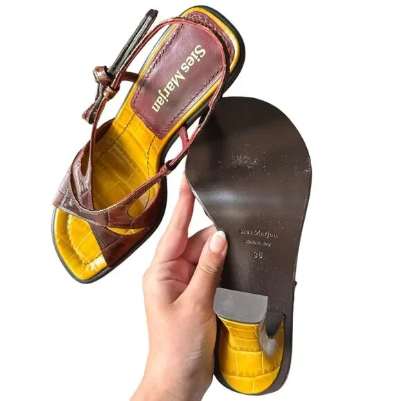 SIES MARJAN Diana‎ Embossed Leather Croco Heel Sz 36 (US 6) NEW W DUSTBAG - Picture 5 of 7